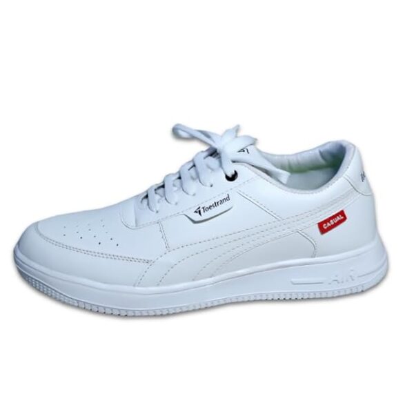 TOESTRAND Casual White Sneaker High-Neck with Lightweight Synthetic Upper Lace-Up Shoes for Kid's & Boy's (White) (Pack of 1)