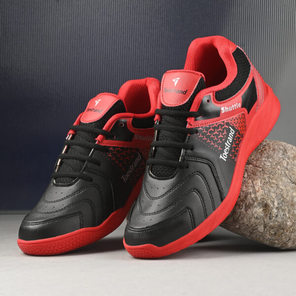 Badminton Squash Table Tennis Volleyball Non-Marking Shoe with Power Cushion (RED)