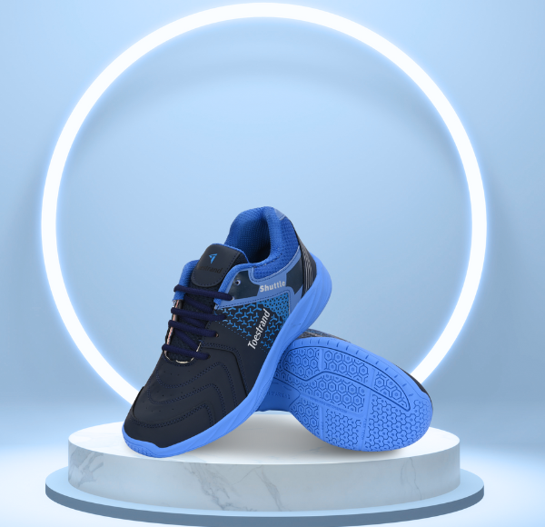 Badminton Squash Table Tennis Volleyball Non-Marking Shoe with Power Cushion (BLUE)